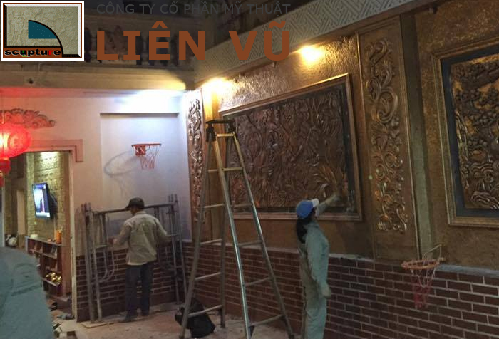 Tranh phù điêu hoa lá hiện đại, sang trọng