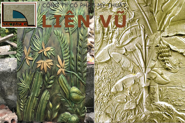 Tranh phù điêu hoa lá mang đến vẻ đẹp độc đáo cho không gian kiến trúc