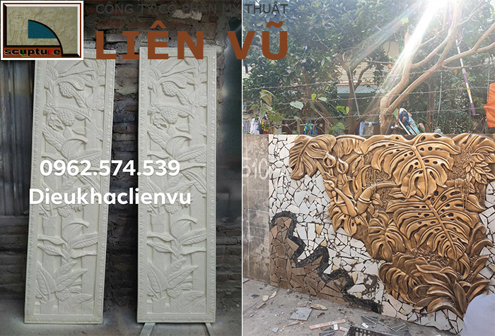 Tranh phù điêu hoa lá với nhiều kiểu dáng đa dạng