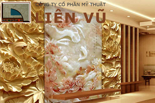 Tranh phù điêu mẫu đơn 3D