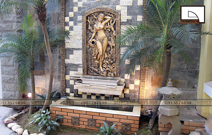 Tranh phù điêu sân vườn với tiểu cảnh (a2)