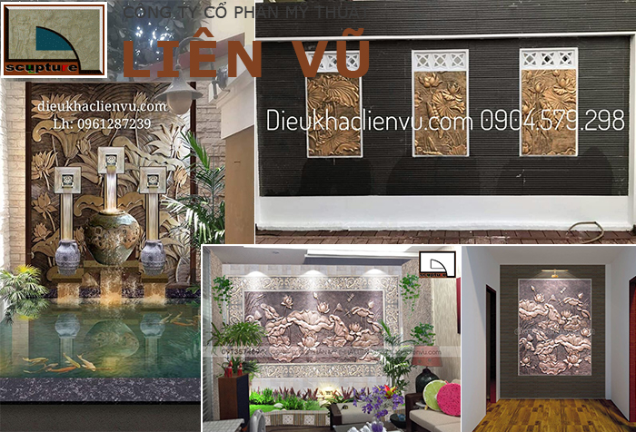 Tư vấn thiết kế, thi công trang trí tiểu cảnh đẹp cùng phù điêu sen