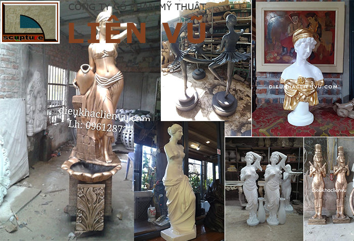 Tượng cô gái composite đúc khuôn với nhiều mẫu mã, kiểu dáng đa dạng