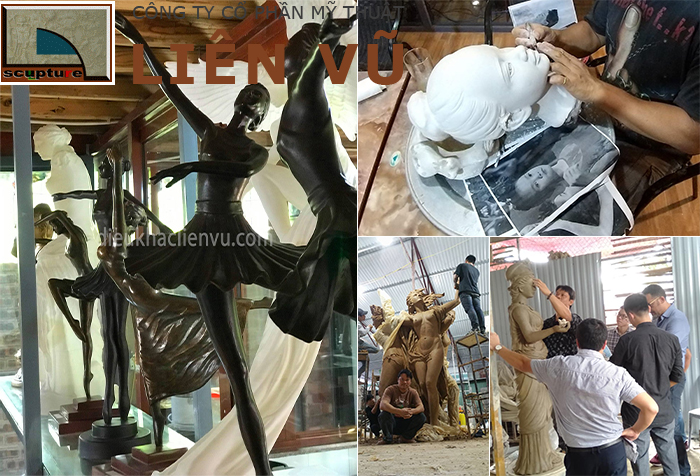 Tượng cô gái điêu khắc tại xưởng Liên Vũ