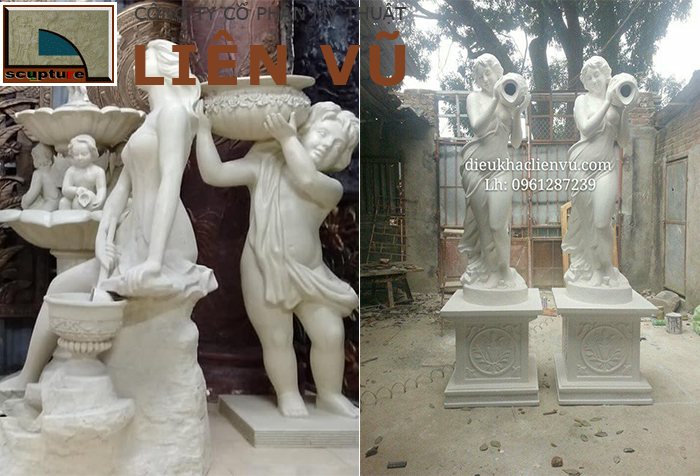 Tượng cô gái đổ nước composite