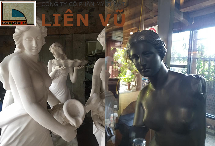 Tượng cô gái ngực trần composite