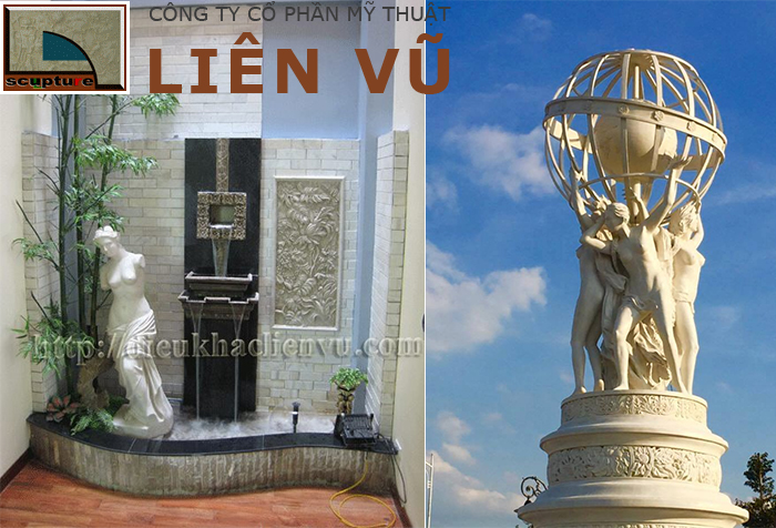 Tượng cô gái ngực trần trong tiểu cảnh