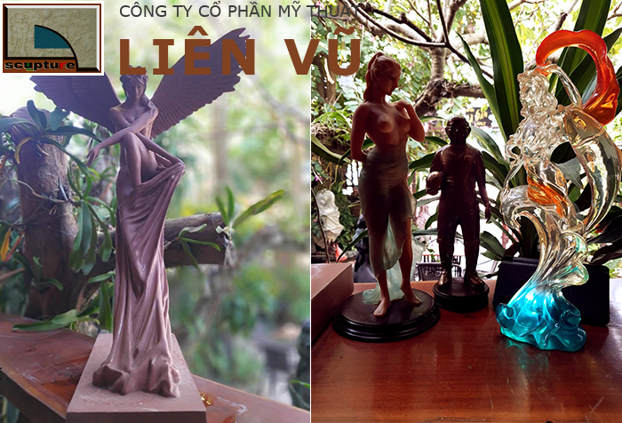 Tượng cô gái với nhiều chất liệu, tạo hình khác nhau