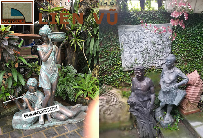 Tượng điêu khắc kết hợp tiểu cảnh