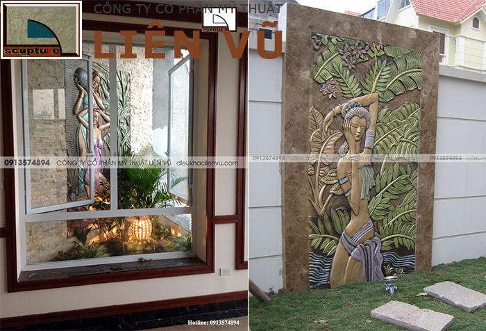 Ứng dụng phù điêu thiếu nữ đắp nổi trang trí nội, ngoại thất
