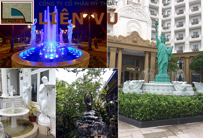 Ứng dụng tượng cô gái composite trang trí cảnh quan