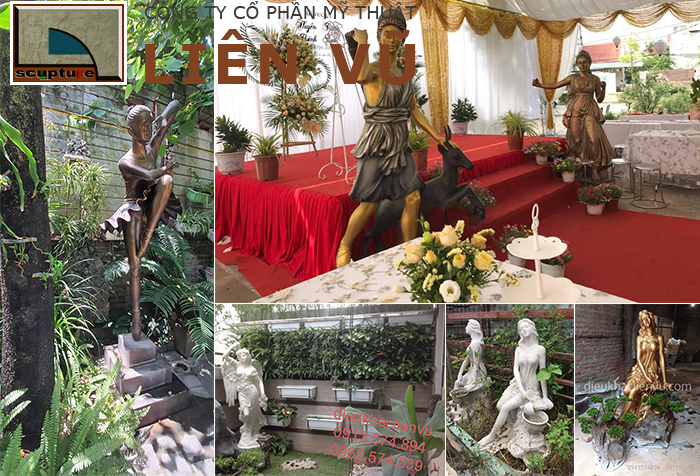 Ứng dụng tượng cô gái trang trí ngoại thất