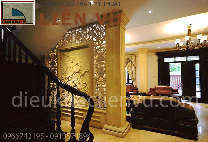 Vách ngăn phòng khách độc đáo với nghệ thuật điêu khắc