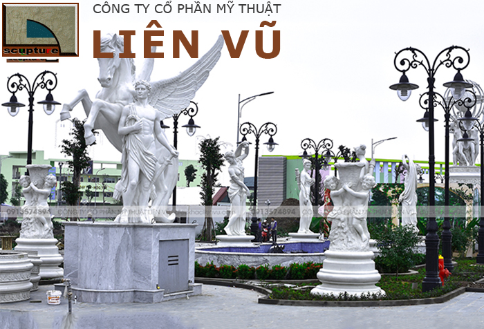 Xây dựng đài phun nước sân vườn với bể phun và tượng điêu khắc