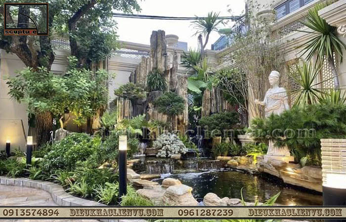 Thiết kế, thi công tiểu cảnh sân vườn phong thủy hiện đại