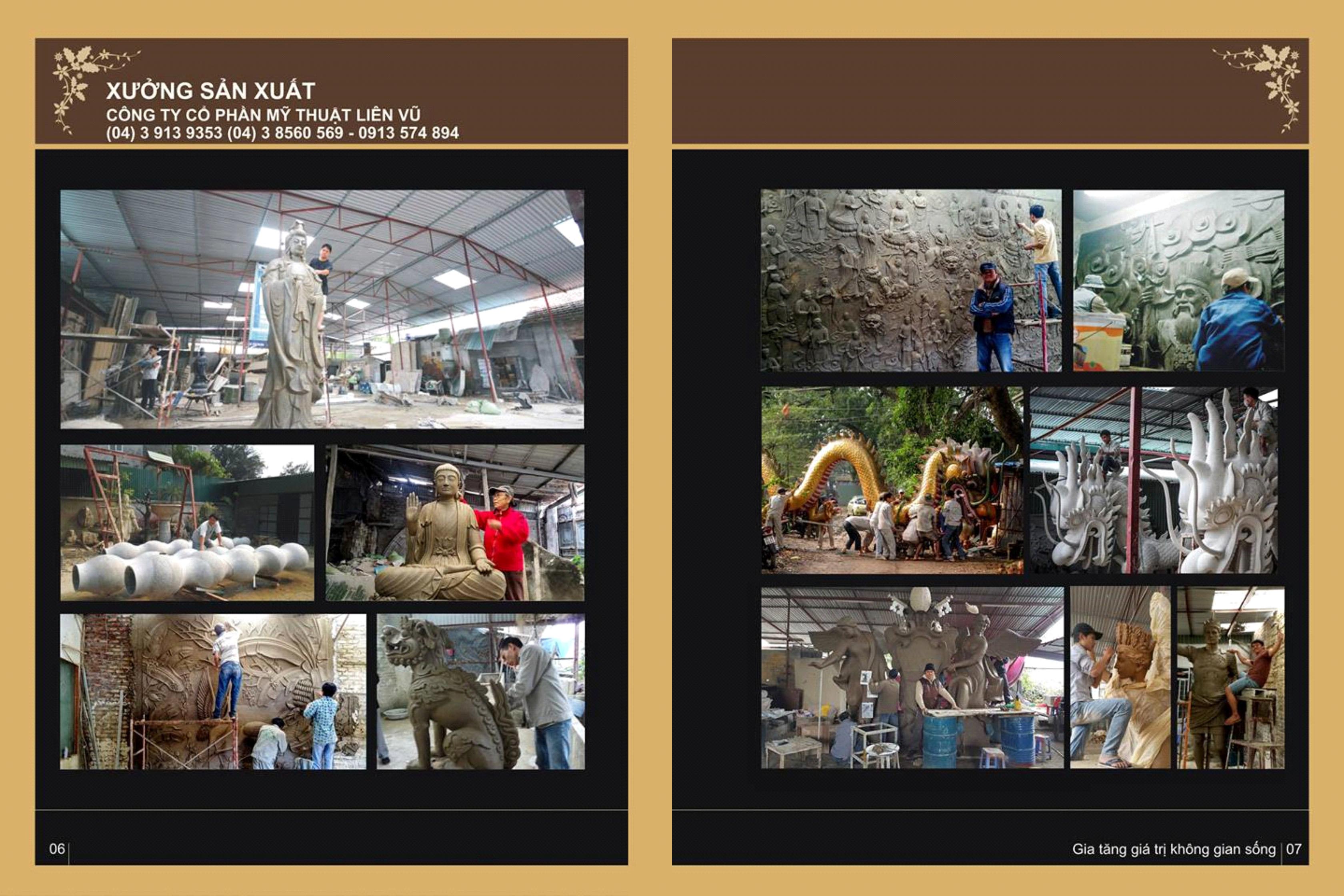 Hình ảnh các sản phẩm điêu khắc đang được hoàn thiện