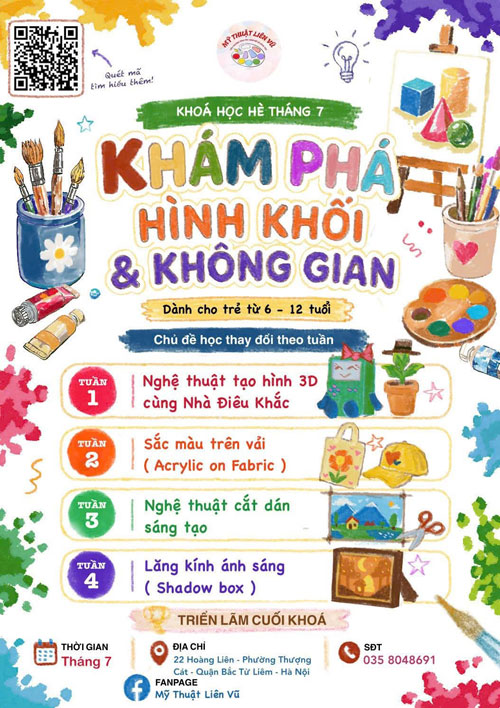 Tuyển sinh lớp vẽ h&egrave; th&aacute;ng 7 với chủ đề H&igrave;nh khối kh&ocirc;ng gian