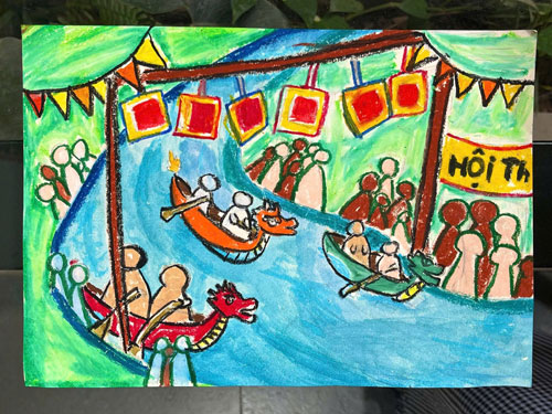 Các bức tranh Lễ hội của các Họa sĩ nhí CLB mỹ thuật Liên Vũ