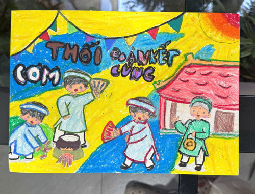 Các bức tranh Lễ hội của các Họa sĩ nhí CLB mỹ thuật Liên Vũ