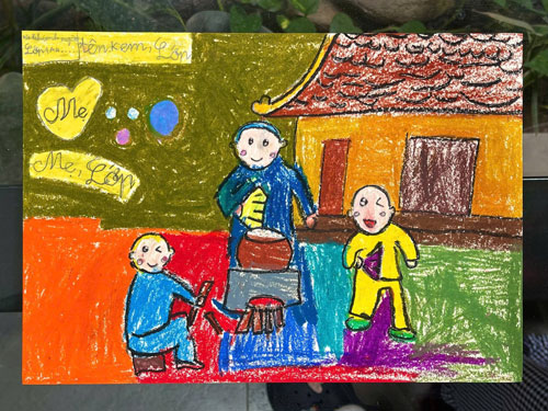 Các bức tranh Lễ hội của các Họa sĩ nhí CLB mỹ thuật Liên Vũ