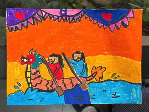 Các bức tranh Lễ hội của các Họa sĩ nhí CLB mỹ thuật Liên Vũ