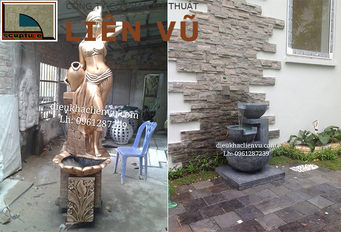 Đài phun nước sân vườn với tượng hay các cối đá nhỏ xếp chồng đơn giản lại vô cùng độc đáo