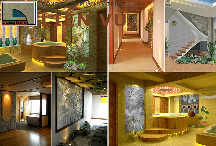 Không gian nội thất spa độc đáo với phù điêu cô gái Nhật
