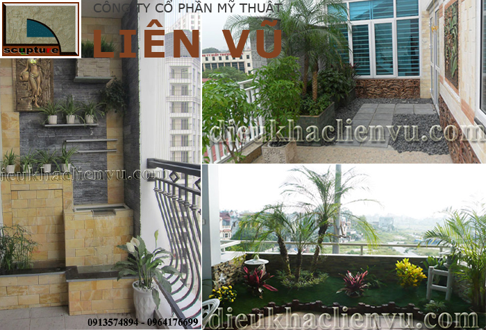 Mẫu tiểu cảnh ban công xanh do Liên Vũ thiết kế, thi công