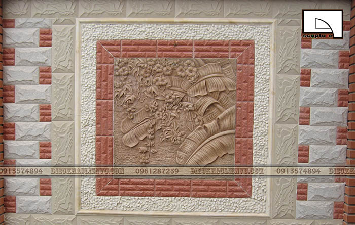 Tranh phù điêu hoa lá nghệ thuật Điêu khắc Liên Vũ