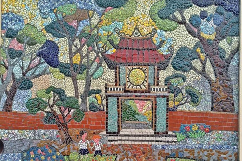 Bức tranh Văn Miếu được làm từ chất thải rắn