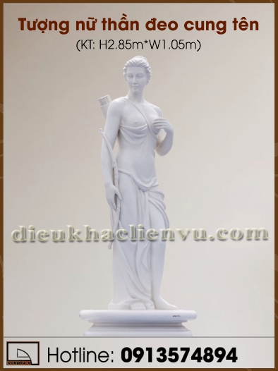 Tượng nữ thần đeo cung tên composite