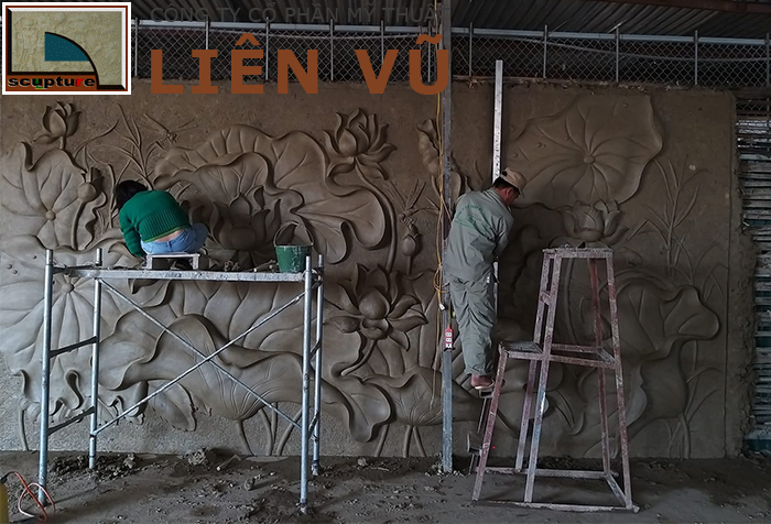 Đắp tranh phù điêu hoa lá