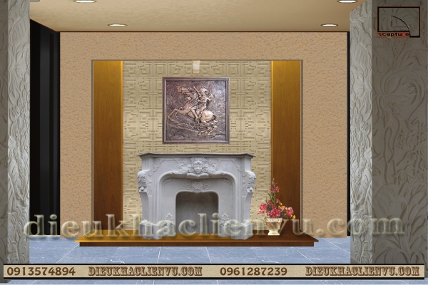 Lò sưởi điêu khắc đá nhân tạo cao cấp siêu bền