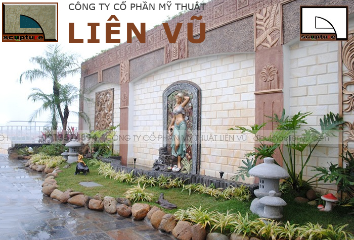 Phù điêu cô gái đổ nước và tiểu cảnh