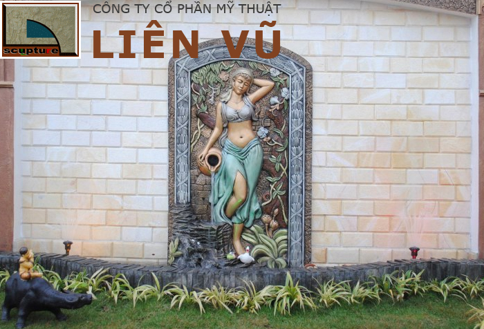 Phù điêu cô gái đổ nước