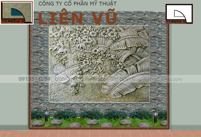 Phù điêu hoa lá đắp nổi