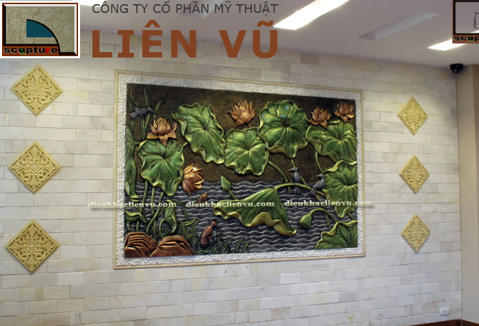 Phù điêu hoa lá sen trong thiết kế nội ngoại thất