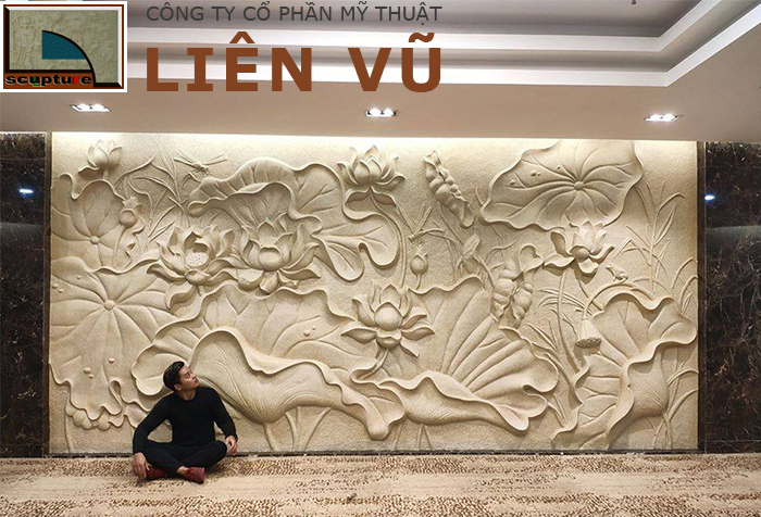 Phù điêu hoa lá sen