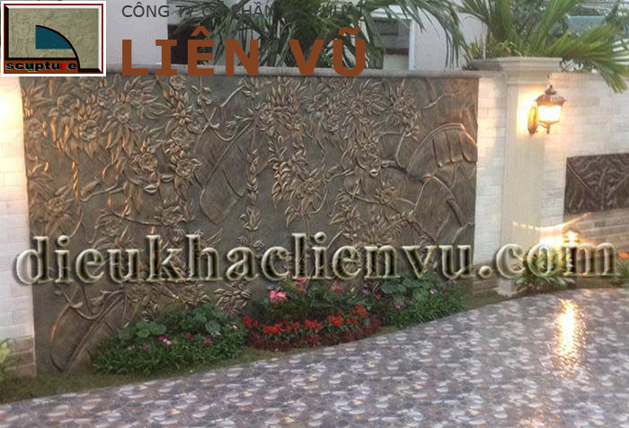 Phù điêu hoa lá trong tiểu cảnh và trang trí