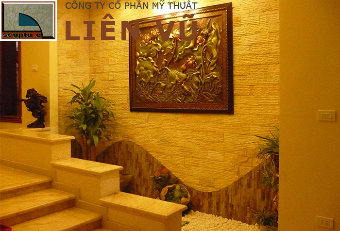 Phù điêu hoa lá trong tiểu cảnh