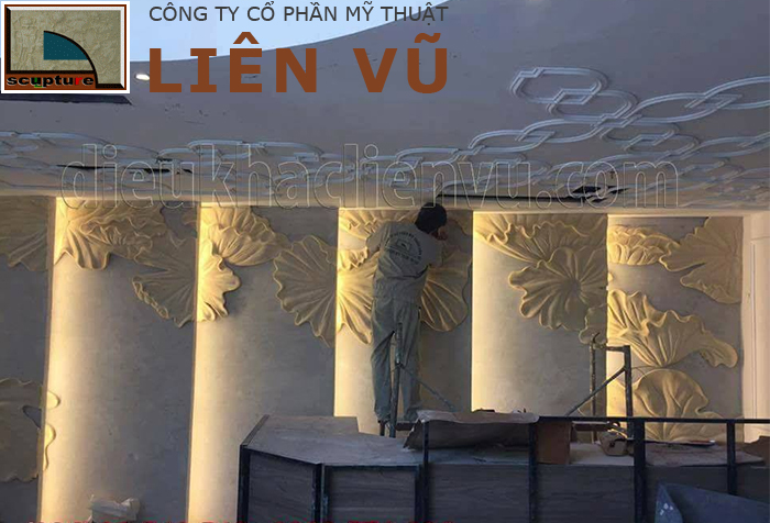 Thi công, đắp phù điêu hoa lá trang trí