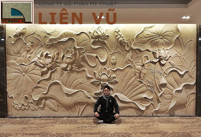 Tranh đắp nổi phù điêu hoa lá