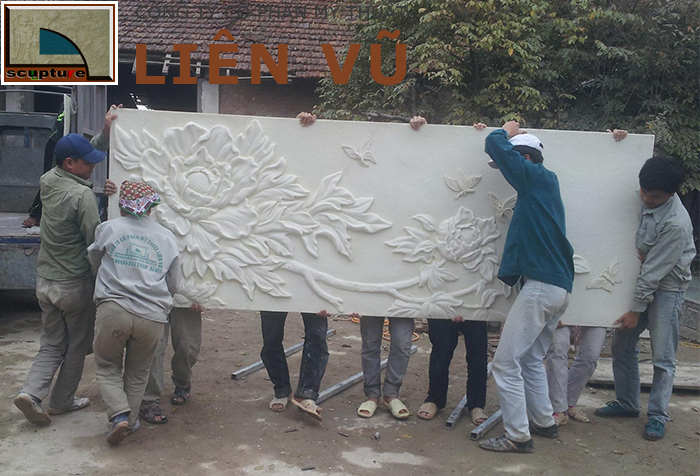 Tranh tường phù điêu hoa lá