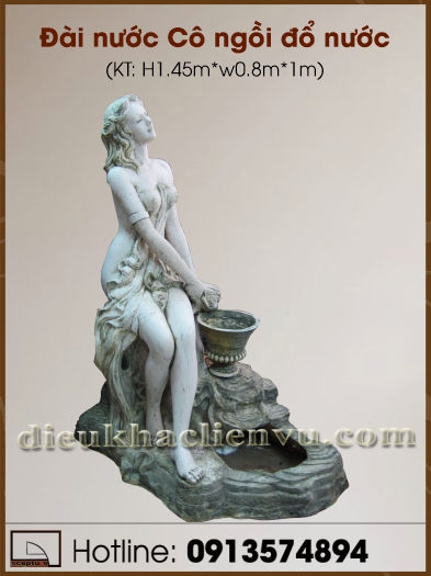 Đài nước Cô ngồi đổ nước composite