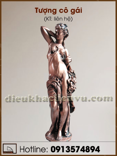 Tượng cô gái ôm hoa