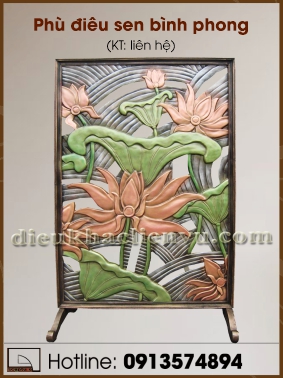 Phù điêu sen bình phong
