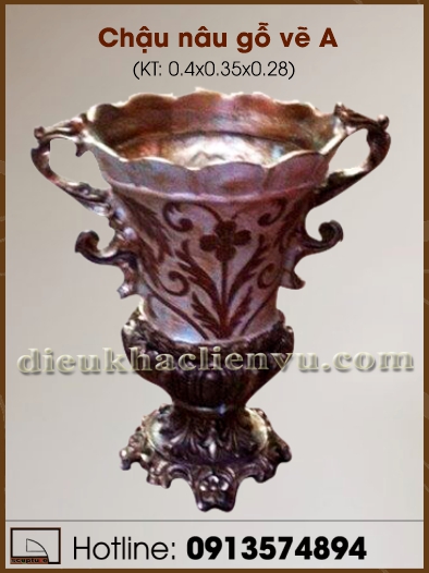 Chậu nâu gỗ vẽ A