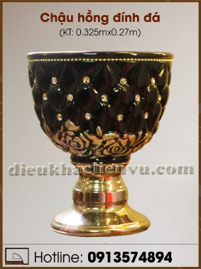 Chậu hồng đính đá