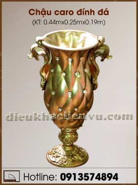 Chậu caro đính đá