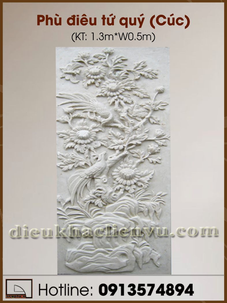 Phù điêu tứ quý (Cúc)